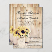Rustic Sunflowers Mason Jar Bridal Shower Invites (Front/Back)