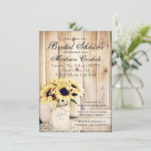 Rustic Sunflowers Mason Jar Bridal Shower Invites (Standing Front)
