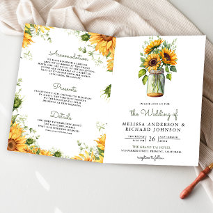 Rustic Sunflowers Mason Jar QR Code Wedding Invitation