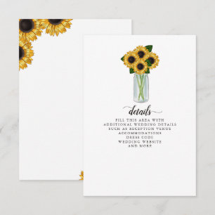 Rustic Sunflowers Mason Jar Wedding  Enclosure Card