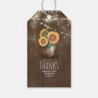 Rustic Sunflowers Mason Jar Wedding Gift Tags