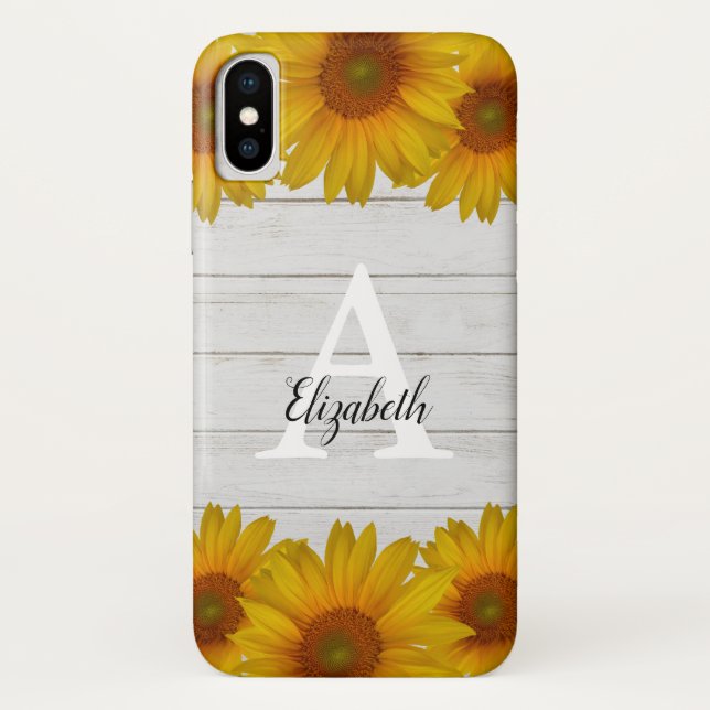 Rustic Sunflowers | Monogram Case-Mate iPhone Case (Back)