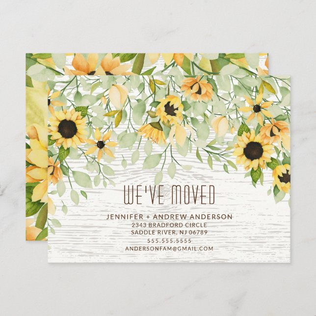 Rustic Sunflowers Moving Announcement (Front/Back)