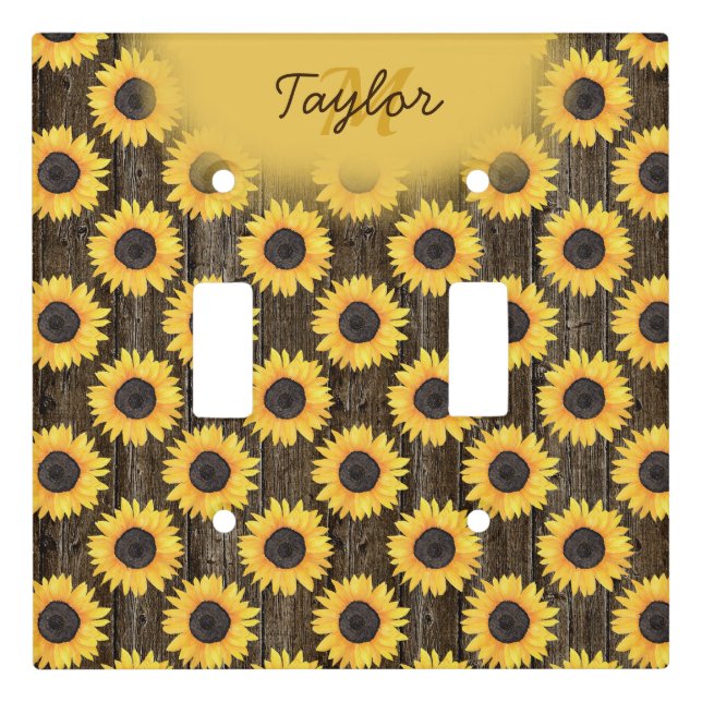 Rustic Sunflowers Neutral Baby Shower Light Switch Cover (Front)
