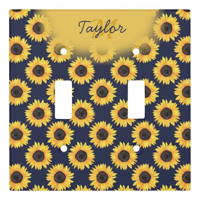 Rustic Sunflowers Neutral Baby Shower Light Switch Cover (Front)