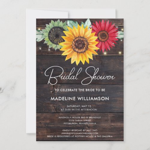 Rustic Sunflowers on Barn Wood Bridal Shower   Invitation