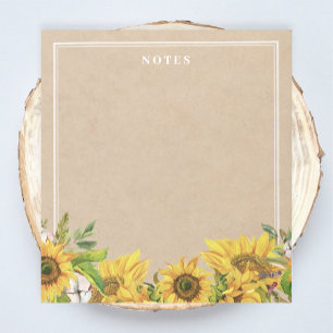 Rustic Sunflowers on Kraft Notepad