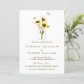 Rustic Sunflowers on Mason Jar Wedding Invitation (Standing Front)