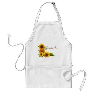 Rustic Sunflowers on Wood Adult Apron