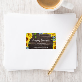 Rustic Sunflowers on Wood Country Address Label