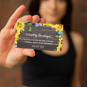 Rustic Sunflowers on Wood Country Business Card