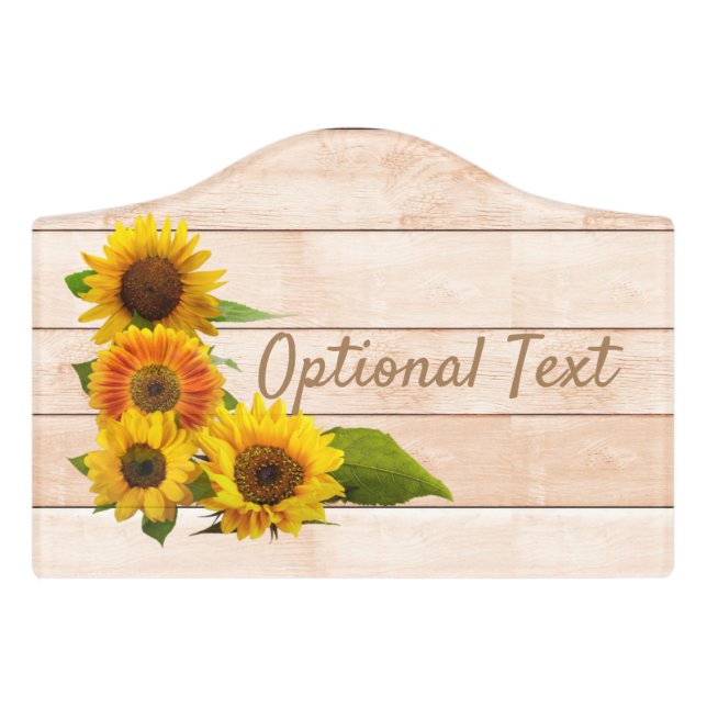 Rustic Sunflowers on Wood Door Sign (Small Crest Front)