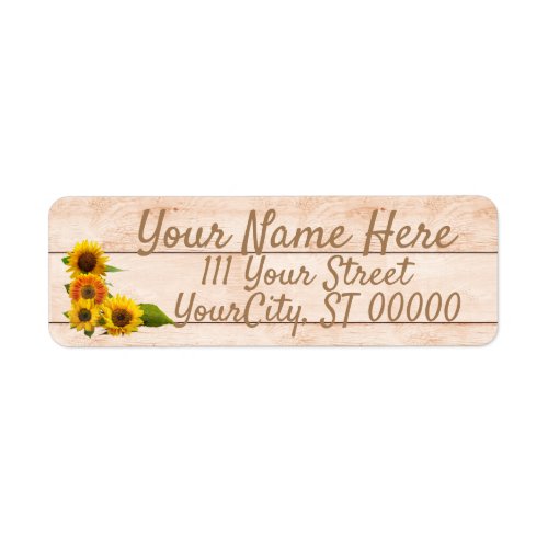 Rustic Sunflowers on Wood Label