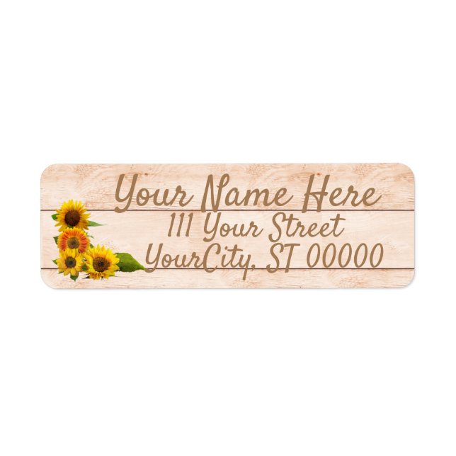 Rustic Sunflowers on Wood Label (Front)