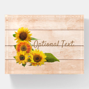 Rustic Sunflowers on Wood Paperweight