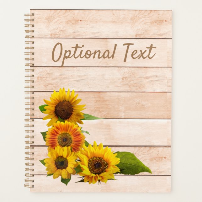 Rustic Sunflowers on Wood Planner (Front)