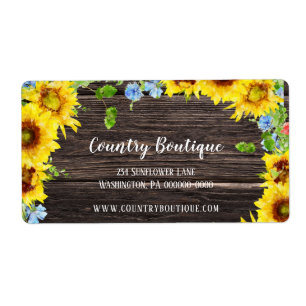Rustic Sunflowers on Wood Return Address Label