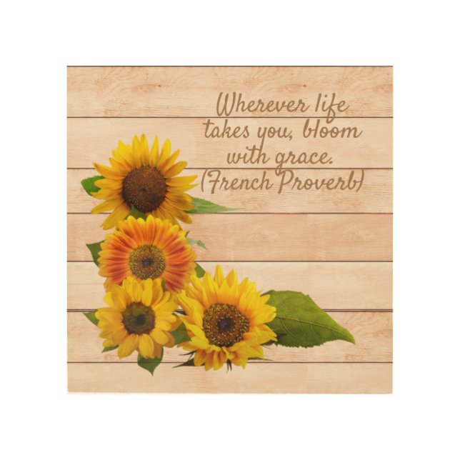 Rustic Sunflowers on Wood Wall Art (Front)