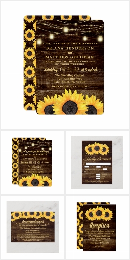 Rustic Sunflowers on Wood Wedding Invitation Suite
