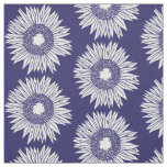 Rustic Sunflowers Pattern Blue and White Floral Fabric