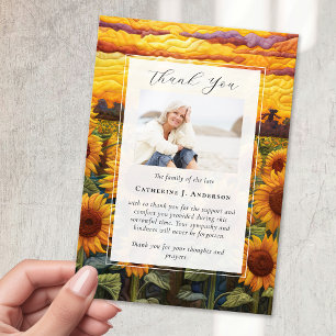 Rustic Sunflowers Photo Sympathy Funeral Memorial Thank You Card