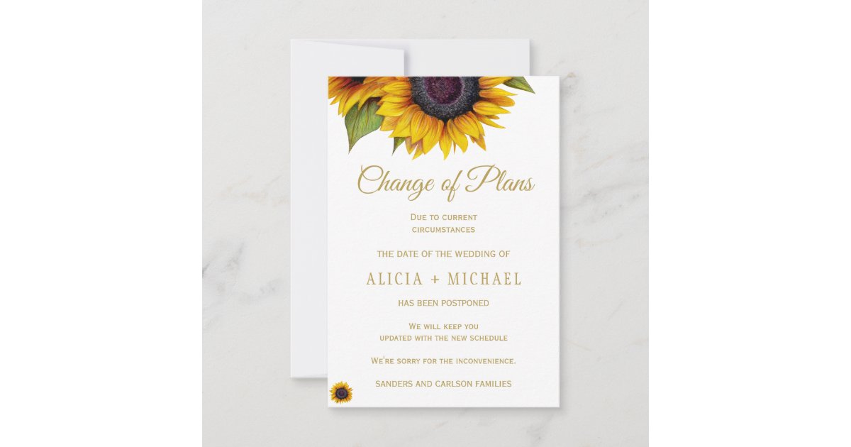 Rustic Sunflowers Photo Wedding Change Of Plans Save The Date Zazzle Com