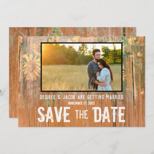 Rustic Sunflowers Photo Wedding Save The Date