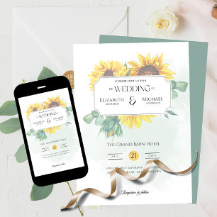 Rustic Sunflowers Print or Digital Wedding Invitation