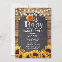 Rustic Sunflowers Pumpkin Chalkboard Baby Shower Invitation