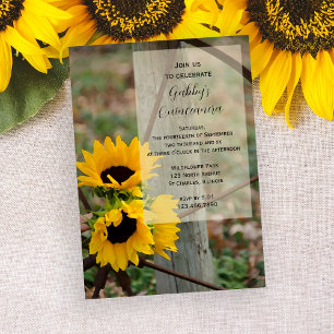 Rustic Sunflowers Quinceanera Party Invitation