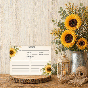 Rustic Sunflowers Recipe Cards