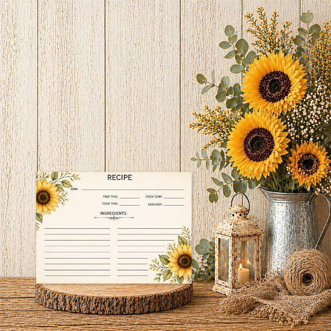 Rustic Sunflowers Recipe Cards | (Creator Uploaded)