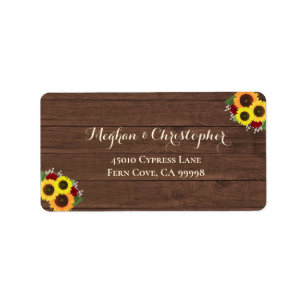 Rustic Sunflowers Roses Floral RSVP Return Address Label