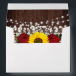 Rustic Sunflowers Roses Mason Jar Lights Wedding Envelope<br><div class="desc">This design features watercolor sunflowers, burgundy red roses, and baby's breath accented with string lights on a rustic dark wood background. Click the customize button for more flexibility in modifying the text! Variations of this design as well as coordinating products are available in our shop, zazzle.com/store/doodlelulu. Contact us if you...</div>