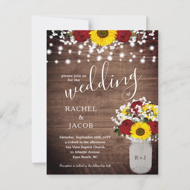 Rustic Sunflowers & Roses Mason Jar Wedding (Front)