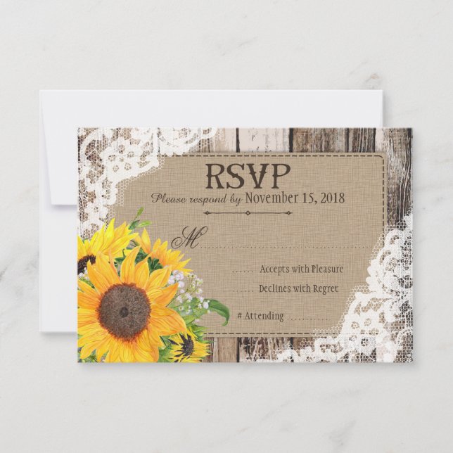 Rustic Sunflowers RSVP Card (Front)