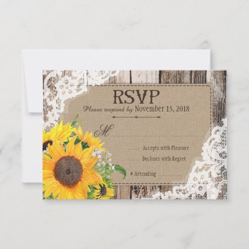 Rustic Sunflowers RSVP Card