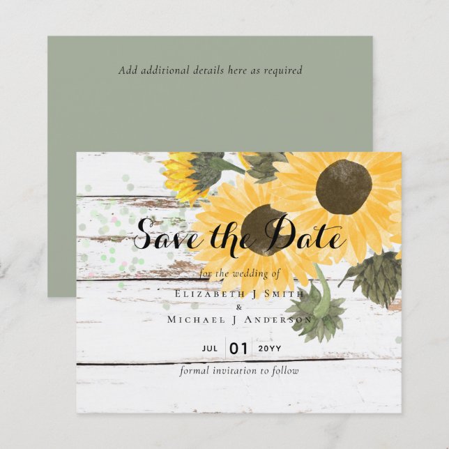 Rustic Sunflowers Sage Wedding (Front/Back)