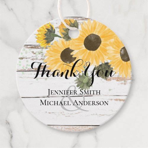 Rustic Sunflowers Sage Wedding Favor Tags