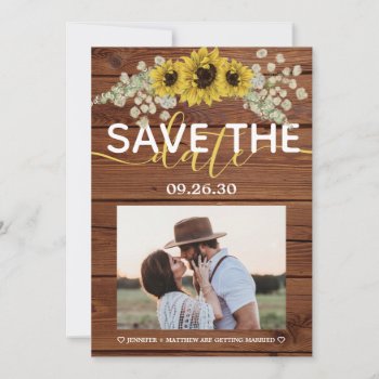 Rustic Sunflowers Save The Date Announcement by antiquechandelier at Zazzle