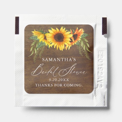 Rustic Sunflowers Script Bridal Shower Thanks Hand Sanitizer Packet