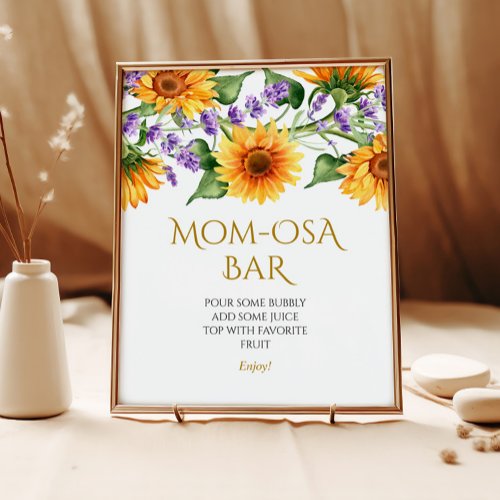 Rustic Sunflowers Shower Momosa Bar Sign