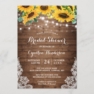 Printed Rustic Wood Mason Jar bridal shower invites Sunflower Bridal Shower Invitations