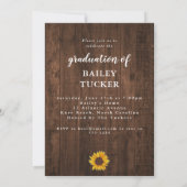 Rustic Sunflowers String Lights Photo Graduation Invitation (Back)