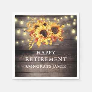 Rustic Sunflowers String Lights Retirement Party N Napkins