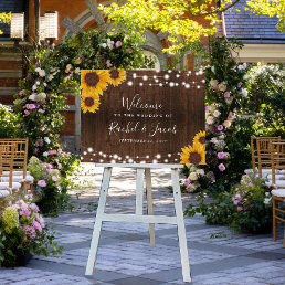 Rustic Sunflowers String Lights Wedding Banner Foam Board