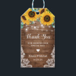 Rustic Sunflowers String Lights Wedding Thank You Gift Tags<br><div class="desc">Customize this "Rustic Sunflowers String Lights Floral Lace Wedding Thank You Favor Thank You Gift Tag" to add a special touch. It's a perfect addition to match your colors and styles. (1) For further customization, please click the "customize further" link and use our design tool to modify this template. (2)...</div>