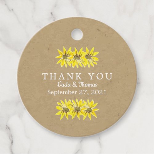 Rustic Sunflowers Thank You Favor Tags