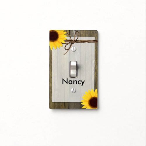 Rustic Sunflowers  Twine Wood Light Switch Cover