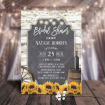 Rustic Sunflowers Weathered Wood Bridal Shower Invitation